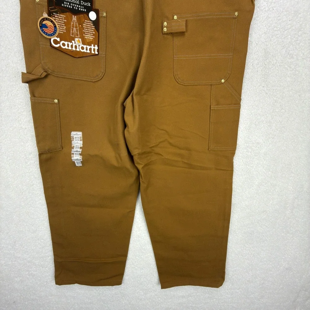 Carhartt R05 BRN Traditional Duck‎ Bib Overalls Zipper to Knee Brown 46x30 NEW